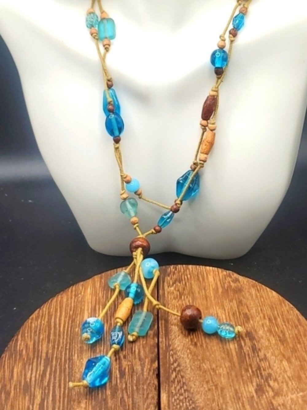 N3012‎ artisan sea glass Lariat styled necklace